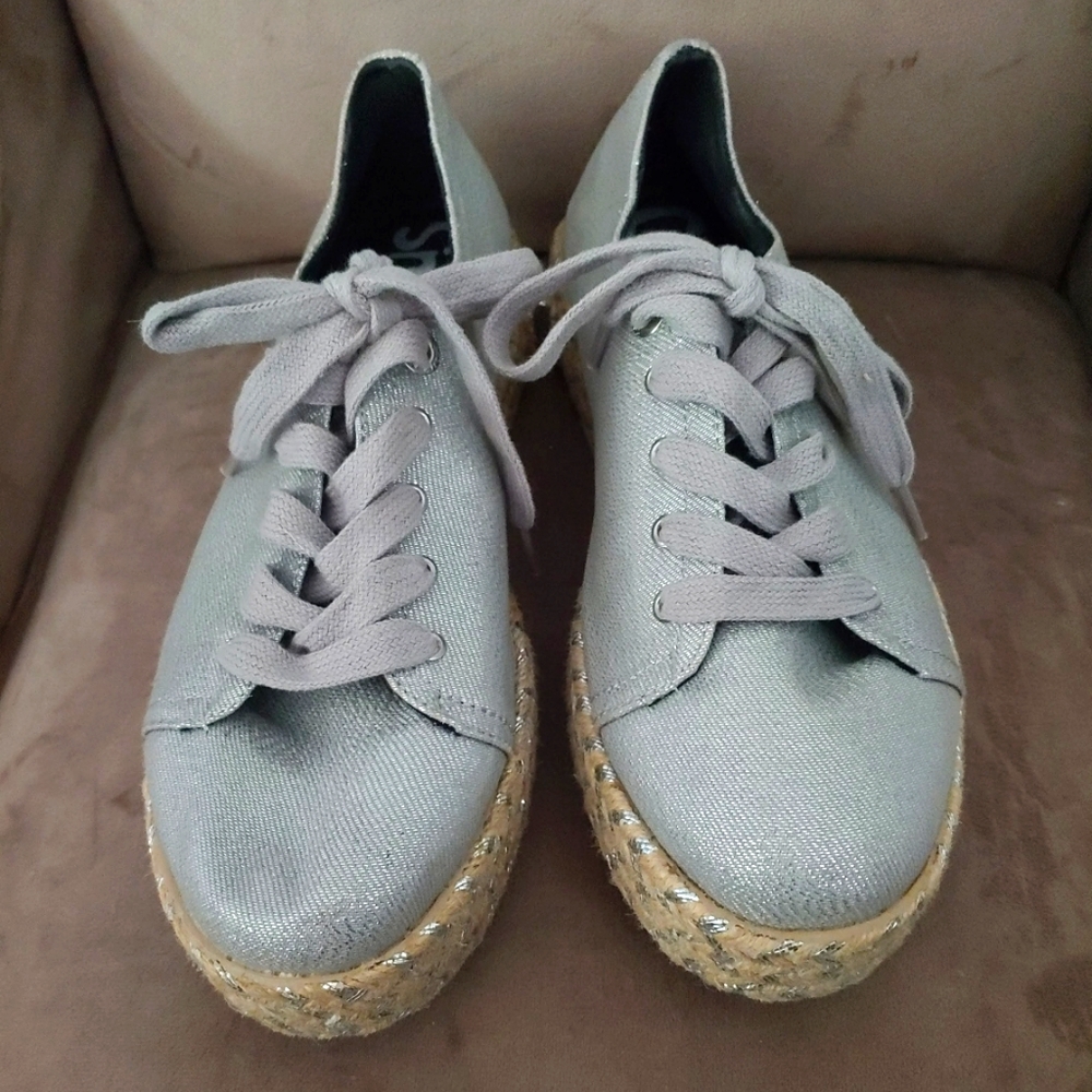 Ladies Circus by Sam Edelman Silver Lace-Up Espadrilles - 10